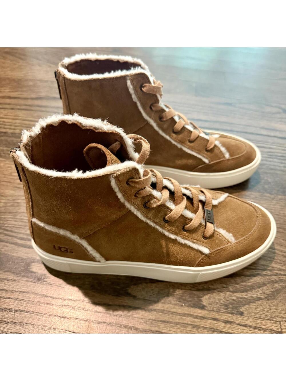 UGG Women's Nuray High Top Chestnut Brown Suede Trainers Size 8.5 - Picture 3 of 9